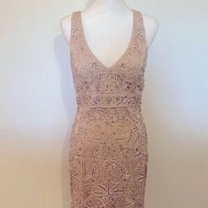 Sleeveless Sue Wong Nude Cocktail Dress (Size 10)